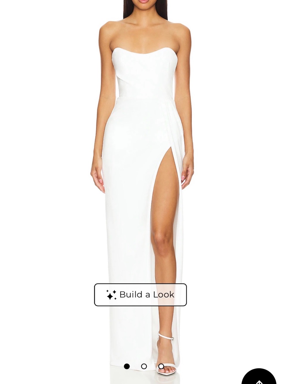 Katie May White Strapless High-Slit Evening Dress